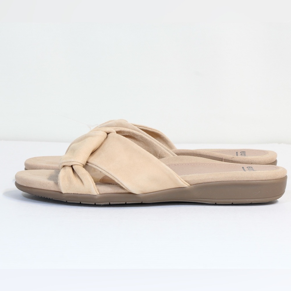 Earth Alder Aida Tan Knotted Suede Slide Slip On Flat Sandals NWT NIB 8W - Picture 7 of 10